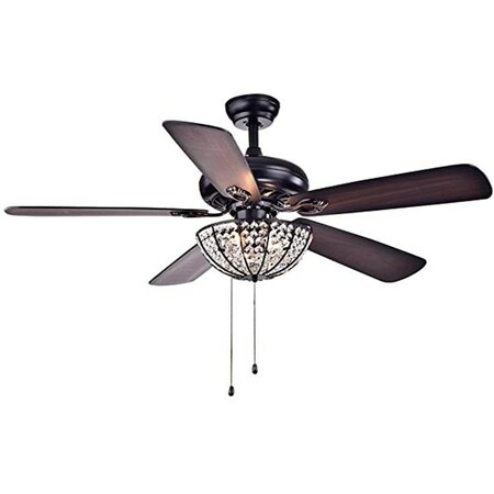 Warehouse Of Tiffany Warehouse of Tiffany CFL-8167BL 52 in. Hannele 3-Light Indoor Hand Pull Chain Ceiling Fan; Black CFL-8167BL